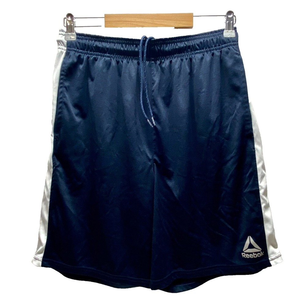 Reebok Speedwick Athletic Shorts Men's Medium Blue White 9"‎ Inseam Pockets GUC